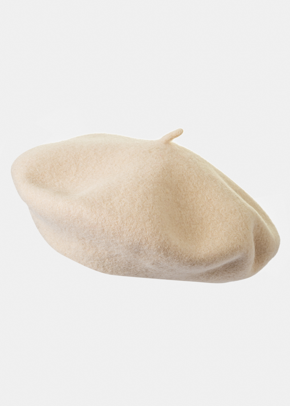 Ecru Wool Beret Hat